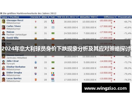 2024年意大利球员身价下跌现象分析及其应对策略探讨
