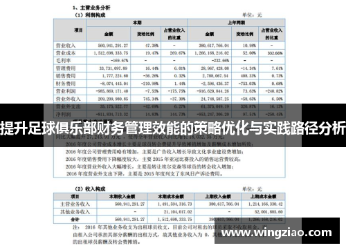 提升足球俱乐部财务管理效能的策略优化与实践路径分析 提升足球俱乐部财务管理效能的策略优化与实践路径分析